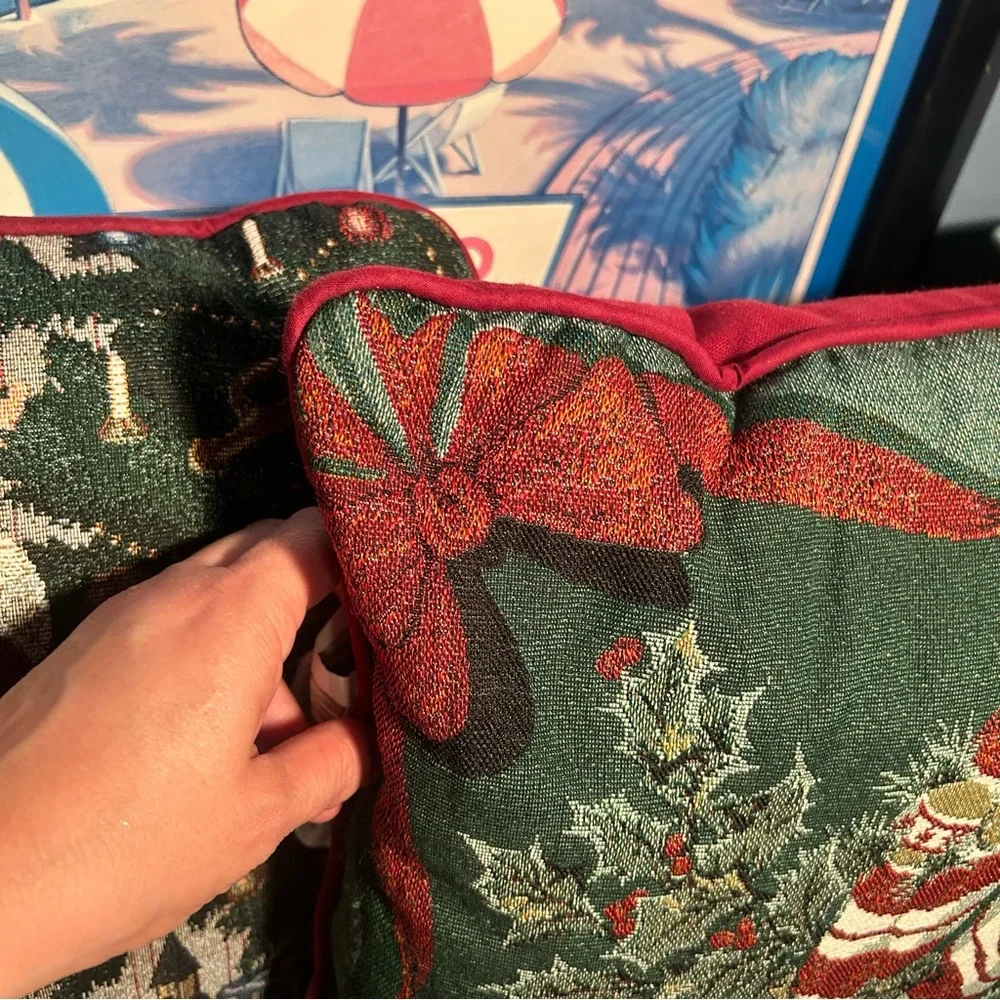 Martha Stewart two holiday tapestry pillows
